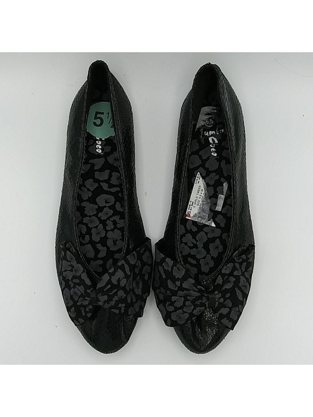 COCO Jumbo Black Snake Skin Pointed Toe Flat Shoe - Picture 3 of 12